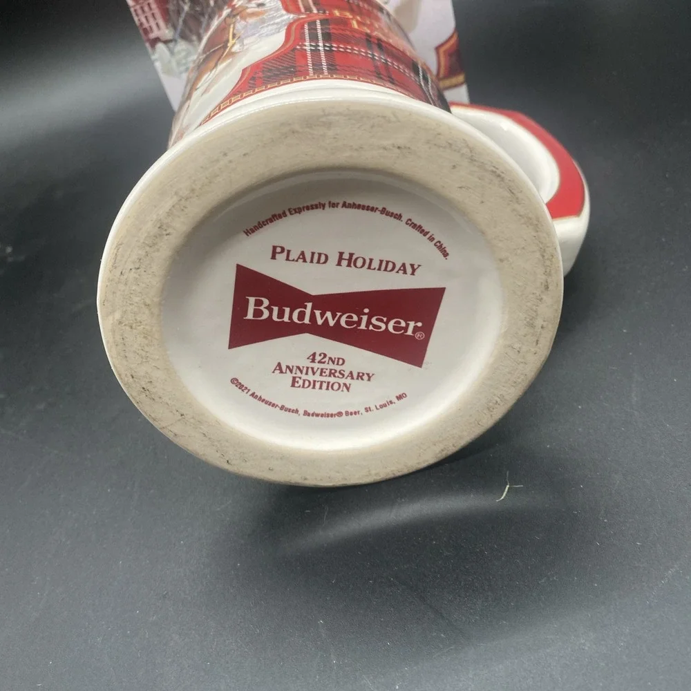 2021 - Budweiser 42nd Anniversary Christmas Stein Plaid Holiday Clydesdale